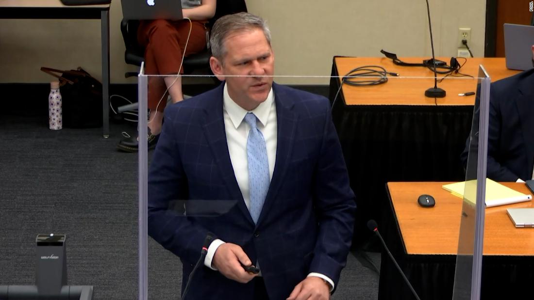Prosecutor Steve Schleicher speaking during the Chauvin trial.