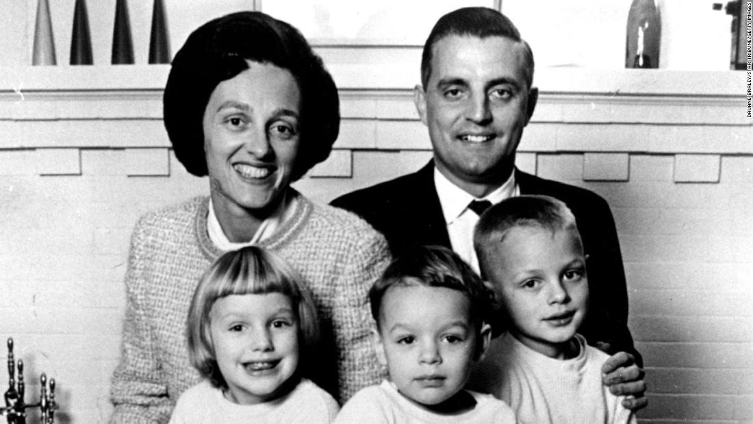 Joan and Walter Mondale pose for a family photo with their kids Eleanor, William and Ted, in Minneapolis on October 21, 1964.