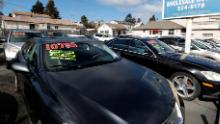 Used cars sit on the sales lot at Frank Bent&#39;s Wholesale Motors on March 15, 2021 in El Cerrito, California. Used car prices have surged 17 percent during the pandemic and economists are monitoring the market as a possible indicator of future increased inflation in the economy overall. (Photo by Justin Sullivan/Getty Images)