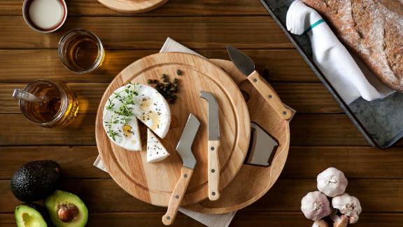 PersonalizedMemento Personalized Cheese Board With 4-Piece Knife and Cutlery Kit