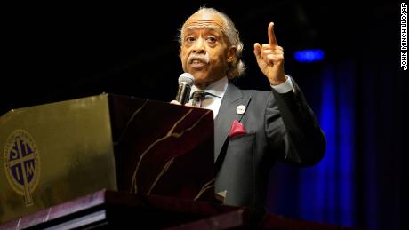 The Rev. Al Sharpton eulogizes Daunte Wright during funeral services in Minneapolis.