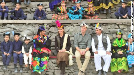 William and Catherine visit a settlement of the Kalash people in Chitral, Pakistan, on October 16, 2019.  