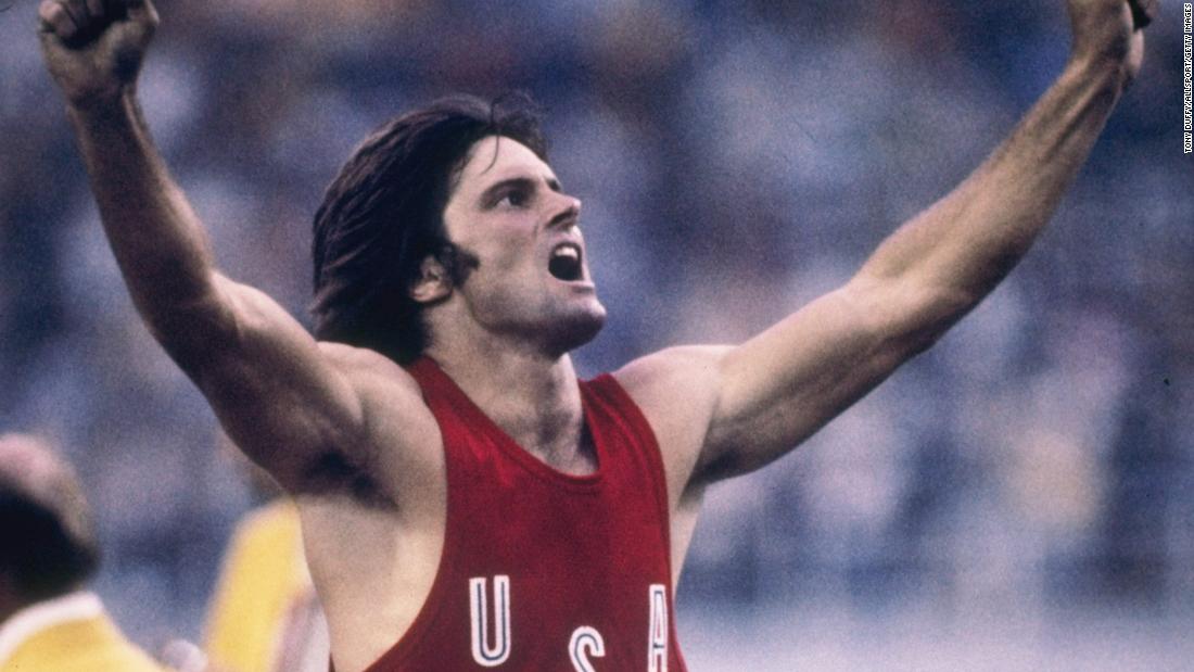 Jenner, formerly Bruce, celebrates a record-setting decathlon performance at the 1976 Summer Olympics in Montreal. The victory made Jenner an instant sensation.