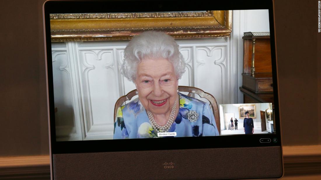 The Queen is seen smiling in official royal engagement