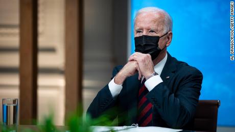 Biden listens during the virtual Leaders Summit on Climate at the White House, April 22, 2021.