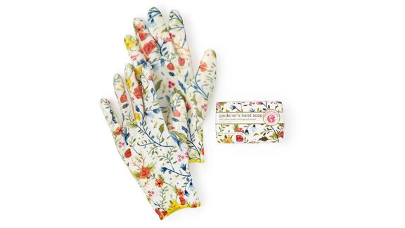 Floral-Printed Weeder Glove Spa Gift Set