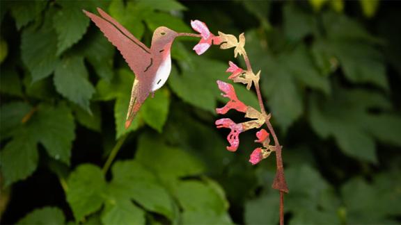 RustyBirdsShop Hand-Painted Metal Hummingbird Garden Stake