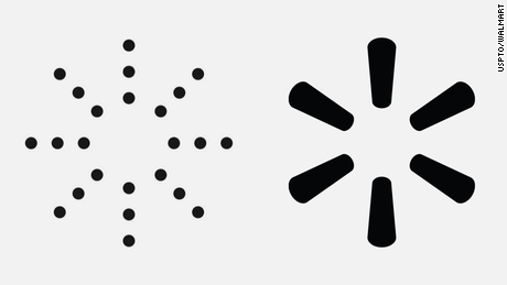 Изображение логотипа Yeezy слева и логотипа Walmart справа.