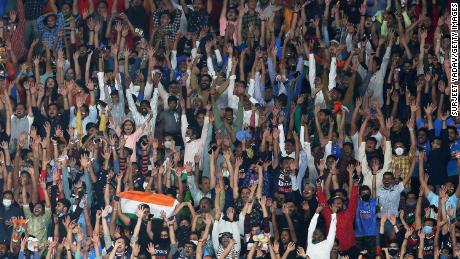 The crowd during the first T20 international match between India and England at Sardar Patel Stadium on March 12, 2021 in Ahmedabad, India. 