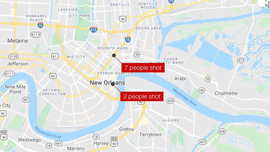 2 killed and 7 injured in overnight shootings in New Orleans