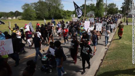 Protesters calling for justice for Andrew Brown Jr. march Sunday, May 2, in Elizabeth City, North Carolina.