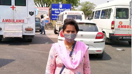 Goldi Patel outside the New Delhi hospital. 