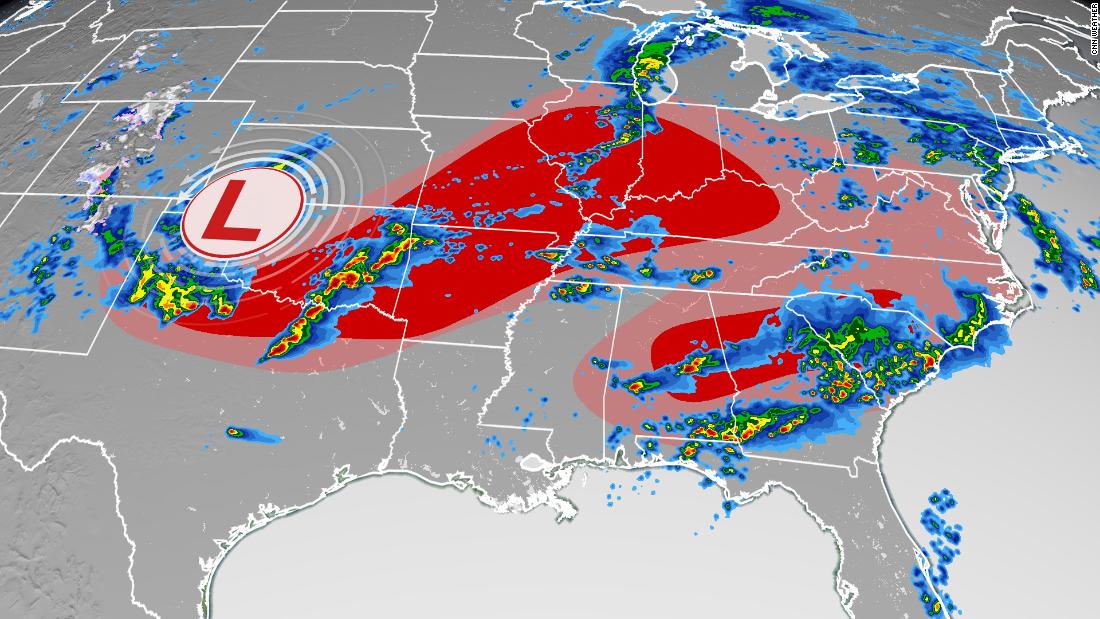 Tornado warning issued for Atlanta as over 100 million people are at risk for severe storms