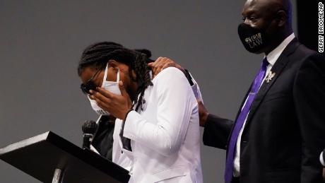 Andrew Brown Jr.&#39;s son Khalil Ferebee spoke at his father&#39;s funeral Monday.