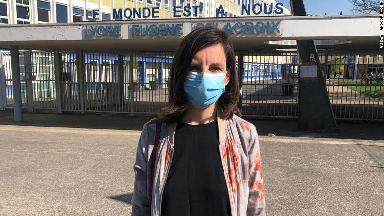 Colleen Brown teaches English at Eugene Delacroix high school. She says French classrooms have been kept open &quot;at all costs&quot; during much of the coronavirus pandemic.