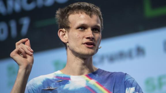 Vitalik Buterin, co-founder of Ethereum Foundation and Bitcoin Magazine, speaks during the TechCrunch Disrupt 2017 in San Francisco, California, U.S., on Monday, Sept. 18, 2017. TechCrunch Disrupt, the world's leading authority in debuting revolutionary startups, gathers the brightest entrepreneurs, investors, hackers, and tech fans for on-stage interviews. Photographer: David Paul Morris/Bloomberg via Getty Images