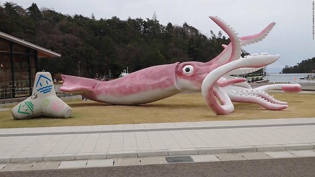 Japanese town spent Covid-19 relief funds on building a statue of a giant squid