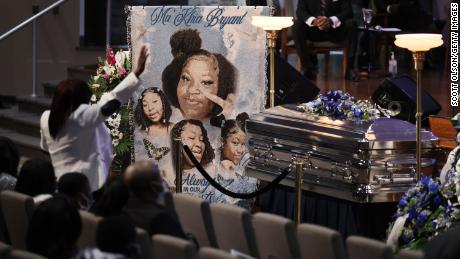 Family and friends attend a funeral service for Ma&#39;Khia Bryant at the First Church of God on April 30, 2021 in Columbus, Ohio. 