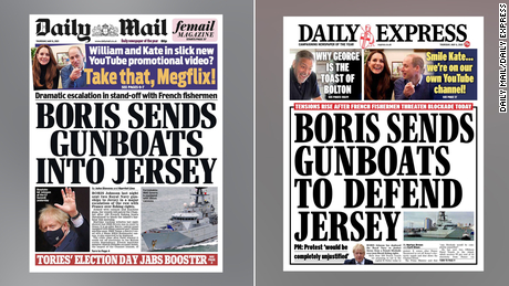 The Jersey fishing dispute features on the front pages of the Daily Mail and the Daily Express on Thursday, May 6.