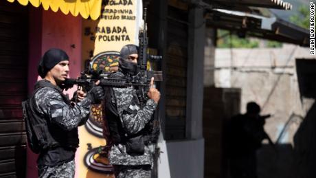 Police conduct an operation against alleged drug traffickers in the Jacarezinho favela of Rio de Janeiro, Brazil, Thursday, May 6, 2021.