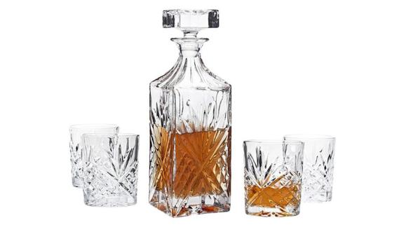 Godinger Silver Art Co. Scotland 5-Piece Crystal Whiskey Decanter Set 