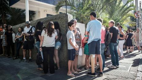 People line up in 2017 to receive yellow fever shots in Rio de Janeiro. 