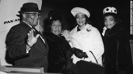 Martin Luther King Sr., Alberta Williams King, Coretta Scott King and Christine Farris boarding a plane to travel to the presentation of the Nobel Peace Prize to Dr. King in 1964.  (Photo by Hulton Archive/Getty Images)