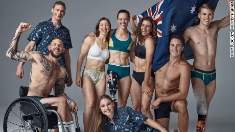 Cambage has criticized the lack of diversity in the Australian Olympic Committee&#39;s photoshoots, including this one first posted by clothing brand Jockey, which is sponsoring the Australian Olympic team.