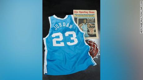A Michael Jordan jersey from his 1982-83 season with the North Carolina Tar Heels has sold for $1.38 million. 