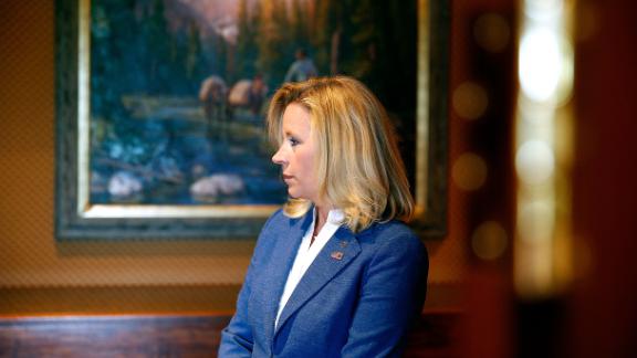 Cheney waits for a news conference to begin in Cheyenne, Wyoming, in July 2013. Cheney was running for the US Senate seat held by longtime incumbent Mike Enzi. She dropped out of the race in January 2014.