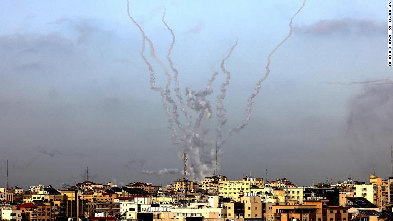The IDF said dozens of rockets were fired at locations across southern and central Israel on Monday.