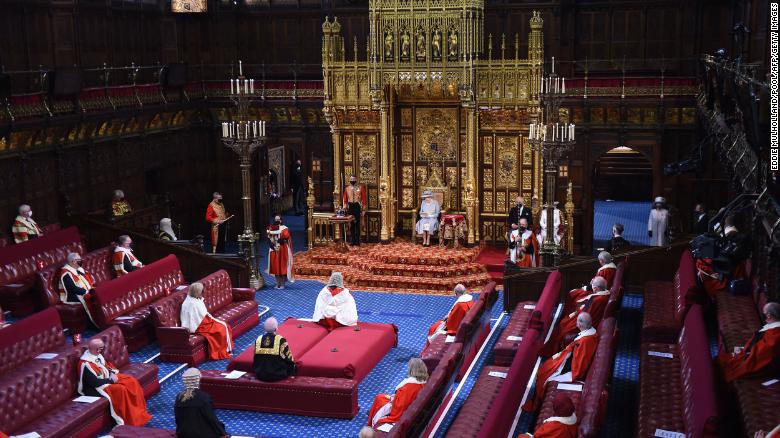 The speech was more muted than usual, with social distancing measure meaning the House of Lords was far from full.