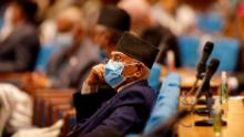 Nepal's former Prime Minister K.P. Sharma Oli inside parliament in Kathmandu on May 10.