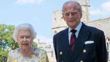 Queen Elizabeth II and the Duke of Edinburgh posed for a portrait last June in the quadrangle of Windsor Castle ahead of Philip's 99th birthday.