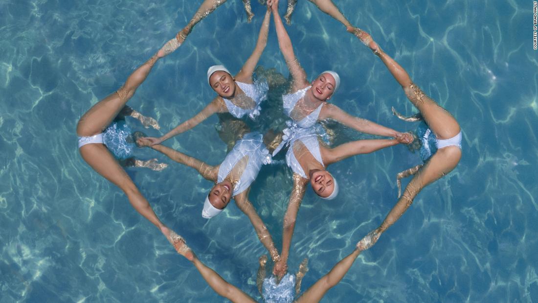 Stunning aerial photos capture synchronized swimmers from above