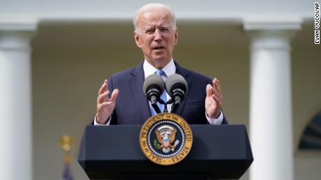 President Joe Biden speaks on updated guidance on face mask mandates, in the Rose Garden of the White House, Thursday, May 13, 2021, in Washington. (AP Photo/Evan Vucci)
