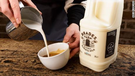 Brades Farm brands itself as climate-friendly, with &quot;less cow burps&quot; emblazoned on its cartons. 