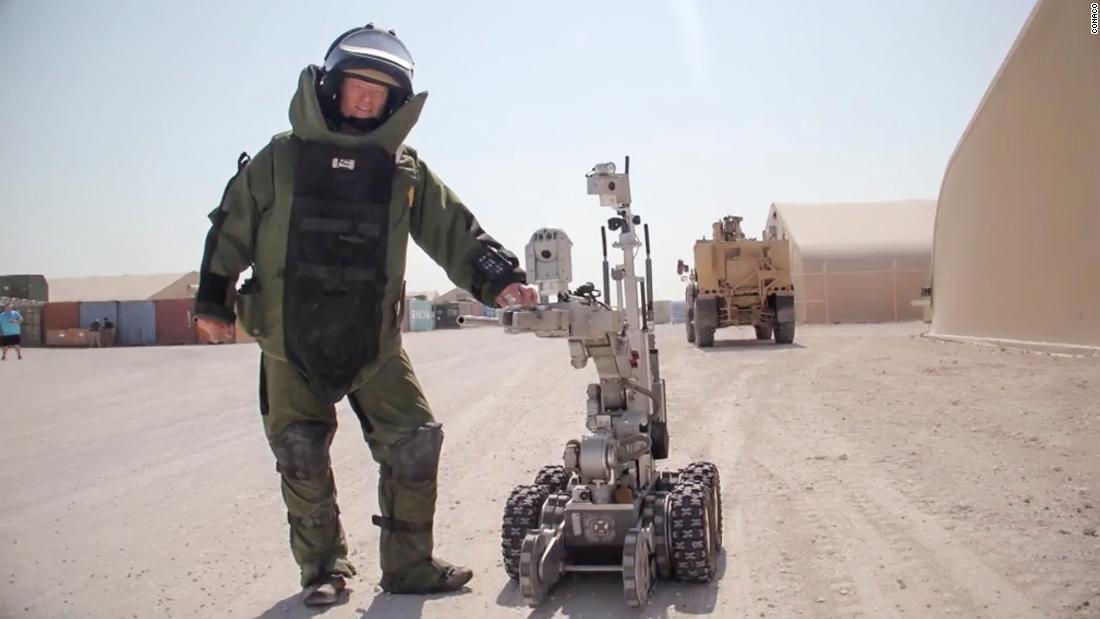 O&#39;Brien wears a bomb disposal suit as he taped episodes of his &quot;Conan&quot; show in Qatar in 2015. O&#39;Brien traveled to Qatar along with first lady Michelle Obama, and he also entertained US troops who were stationed there.