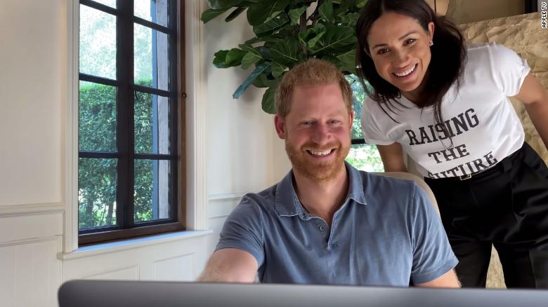 Footage of Harry and Meghan was included in the trailer. 