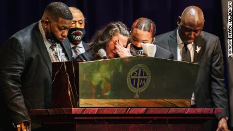 The family of Daunte Wright, the Rev. Al Sharpton and Crump give remarks during Daunte Wright&#39;s funeral at the Shiloh Temple International Ministries church in Minneapolis on April 22, 2021.