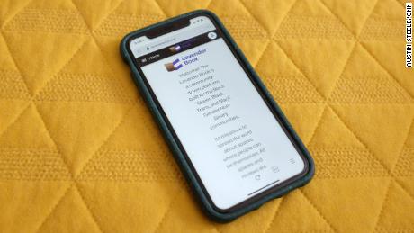 The Lavender Book web-based app, which just launched Monday, is seen on an iPhone on May 18.