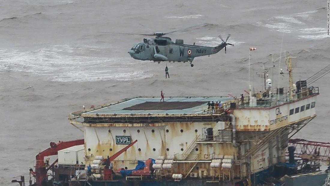 Indian Navy searches for 75 missing at sea after deadly cyclone hits west coast