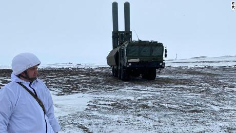 The Russian army paraded to journalists its Bastion coastal defense missile system it has placed on Franz Josef Land, which it says can hit ships or land targets more than 200 miles offshore. 