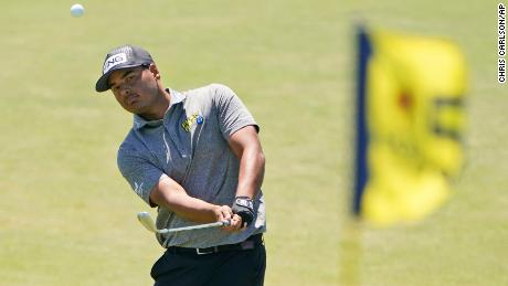 &#39;Do I have to get it?!&#39;: Sebastián Muñoz hits golf ball into trash can during PGA Championship