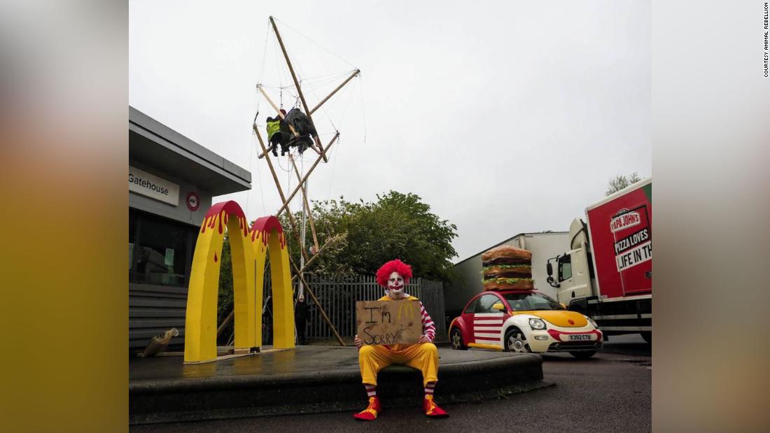 Animal and climate activists blockade McDonald's distribution centers across England