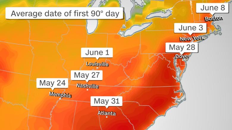 A massive heat dome is about to make the Southeast sweat 210522134539-weather-first-90-degree-day-052221-exlarge-169