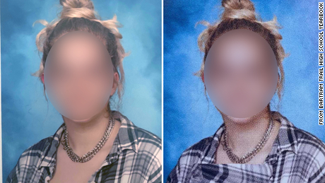 Brooke, a 15-year-old freshman, saw her photo was also altered in the yearbook. CNN has blurred portions of these images.