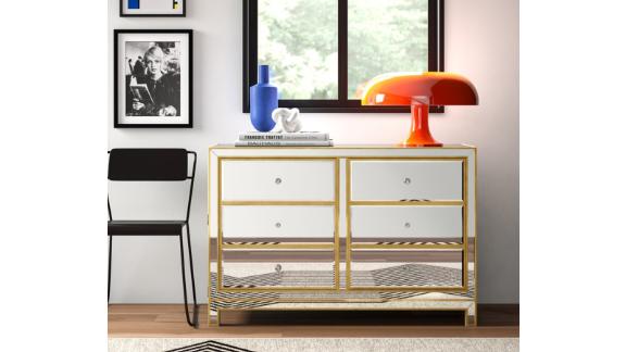 Gold Flamingo Cain 6-Drawer Dresser