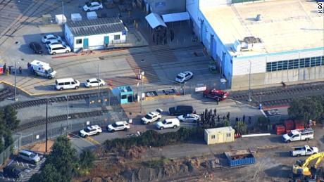 Law enforcement officers responded to a shooting at a VTA rail yard on Wednesday in San Jose, California.