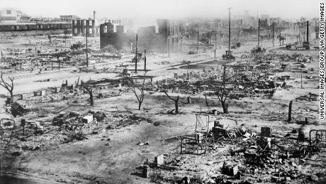 Ruins of Greenwood District the Tulsa race massacre in 1921.